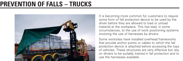 prevent of falls from trucks working at heights safety
